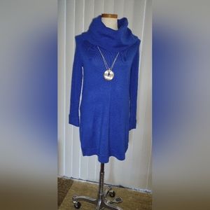 Vince Camuto XS royal blue cowl neck sweater dress